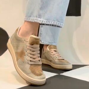 Golden Goose Ball Star Sneaker Neutral Tan Brown Suede sz 38 New in Box